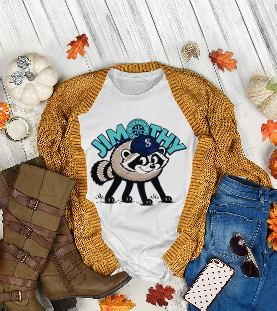 Jimothy Raccoon Seattle Night Cap With Star Compass T-Shirt