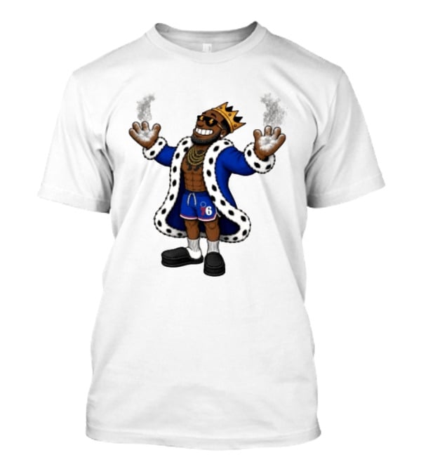 Philadelphia 76ers Cartoon King LeBron James Style Player With Crown And Robe T-Shirt