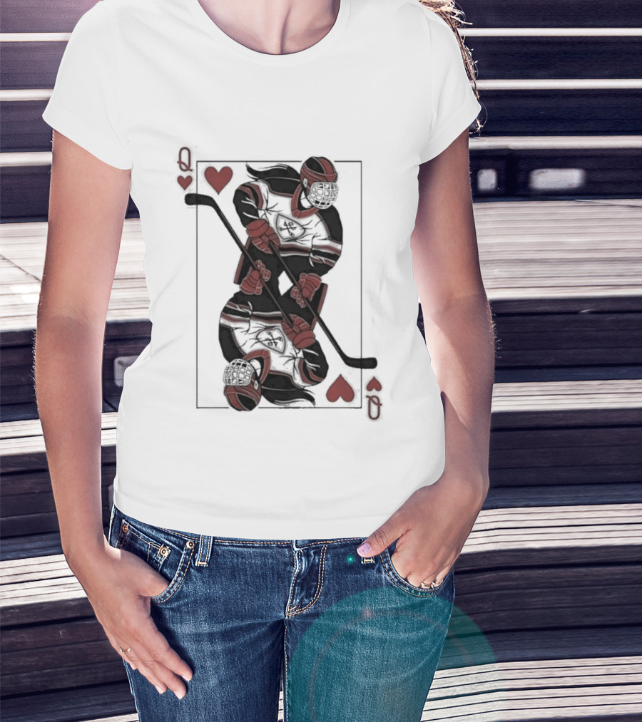 Queen Of Hearts Hockey Playing Card T-Shirt