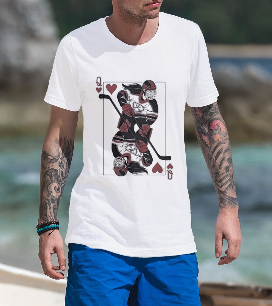 Queen Of Hearts Hockey Playing Card T-Shirt