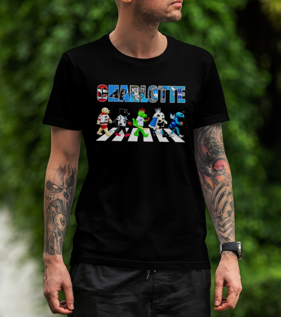2026 Charlotte Sports Team Mascots Abbey Road Bowling Pin Parade T-Shirt