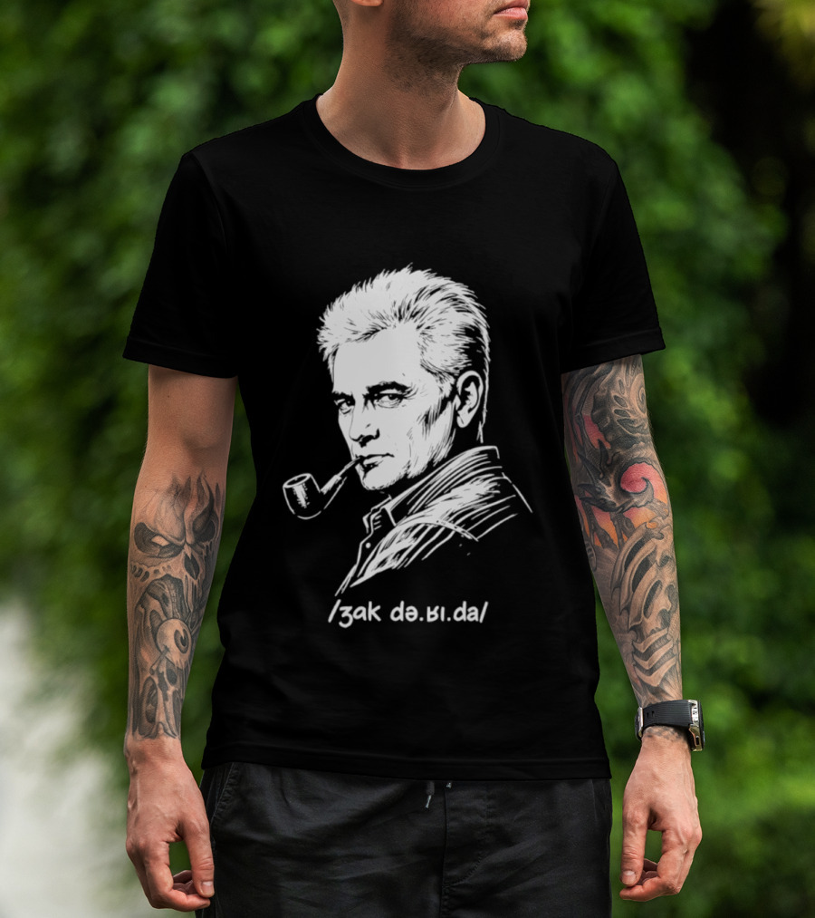 Jacques Derrida Zak De.ʁi.da Philosophy Pipe Sketch T-Shirt