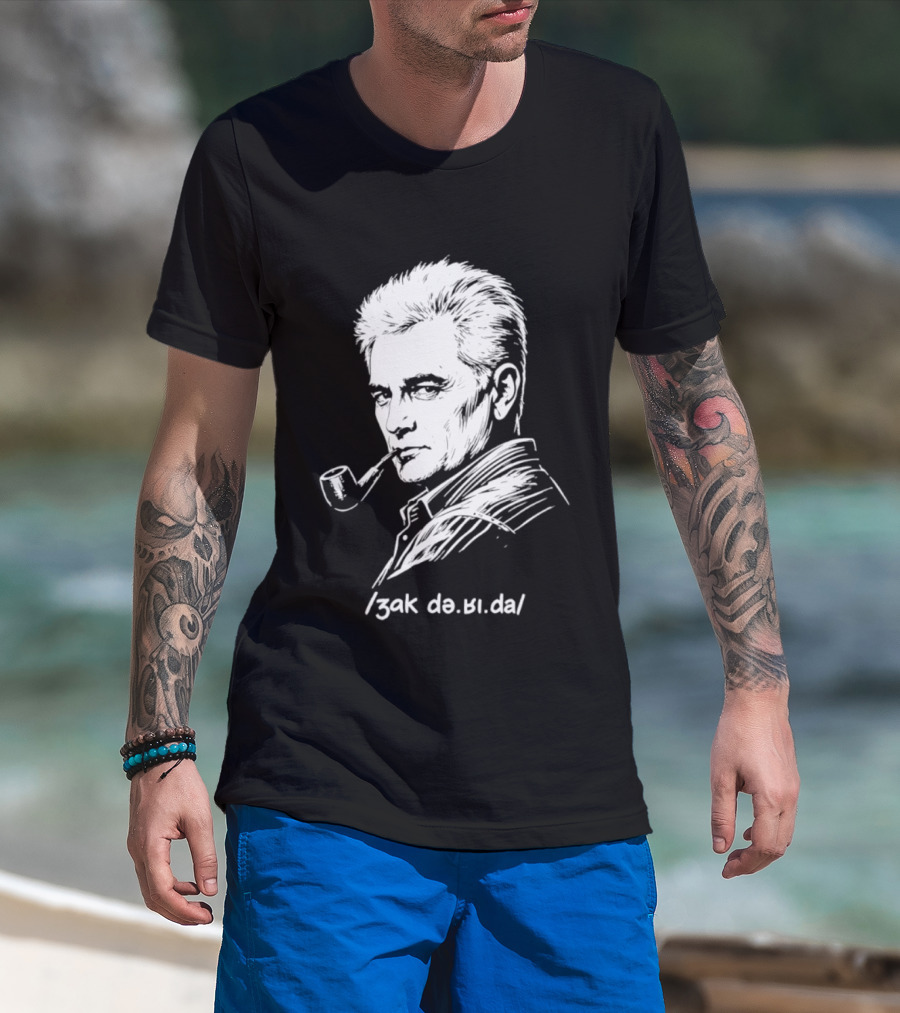 Jacques Derrida Zak De.ʁi.da Philosophy Pipe Sketch T-Shirt