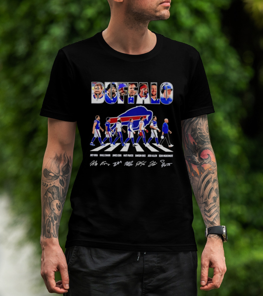 Buffalo Bills Players Abbey Road Sean McDermott Signatures NFL Team T-Shirt