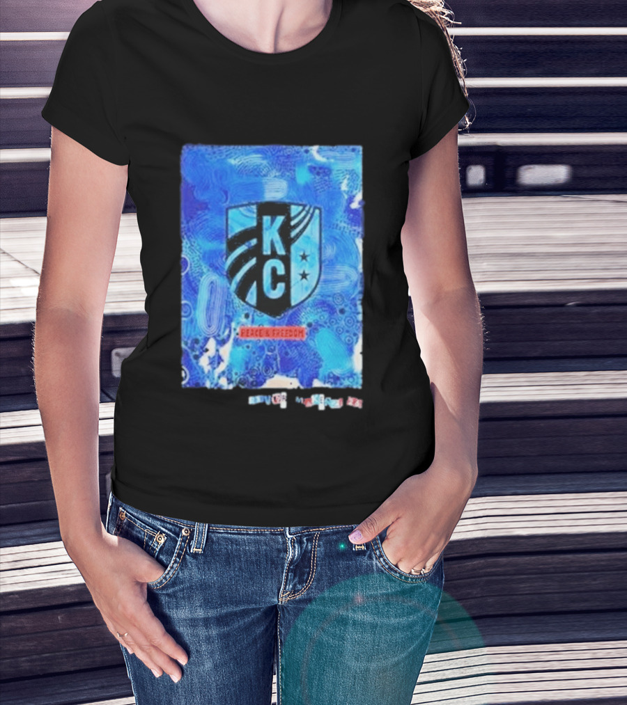 Kansas City Current KC Peace Freedom Blue T-Shirt