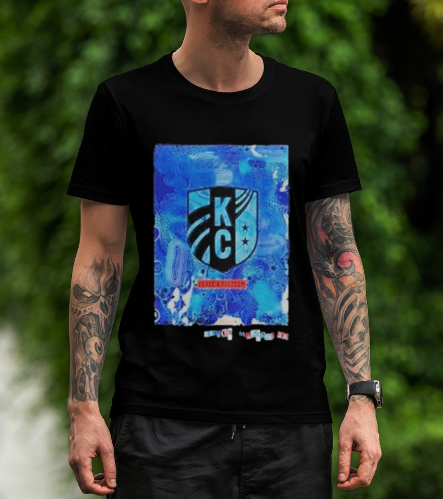 Kansas City Current KC Peace Freedom Blue T-Shirt