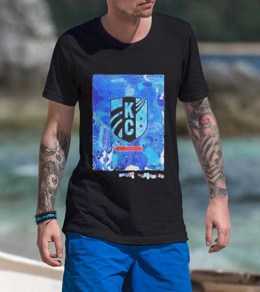 Kansas City Current KC Peace Freedom Blue T-Shirt