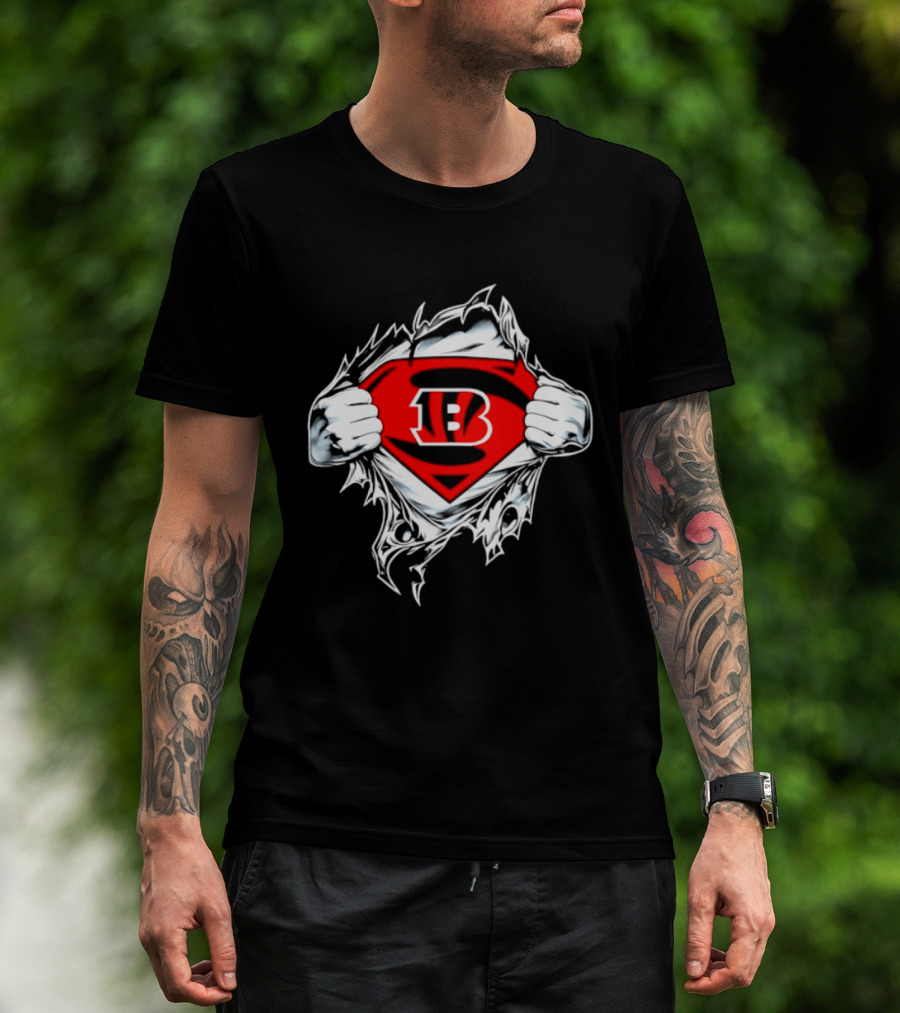Cincinnati Bengals 13 Superman Symbol Football T-Shirt