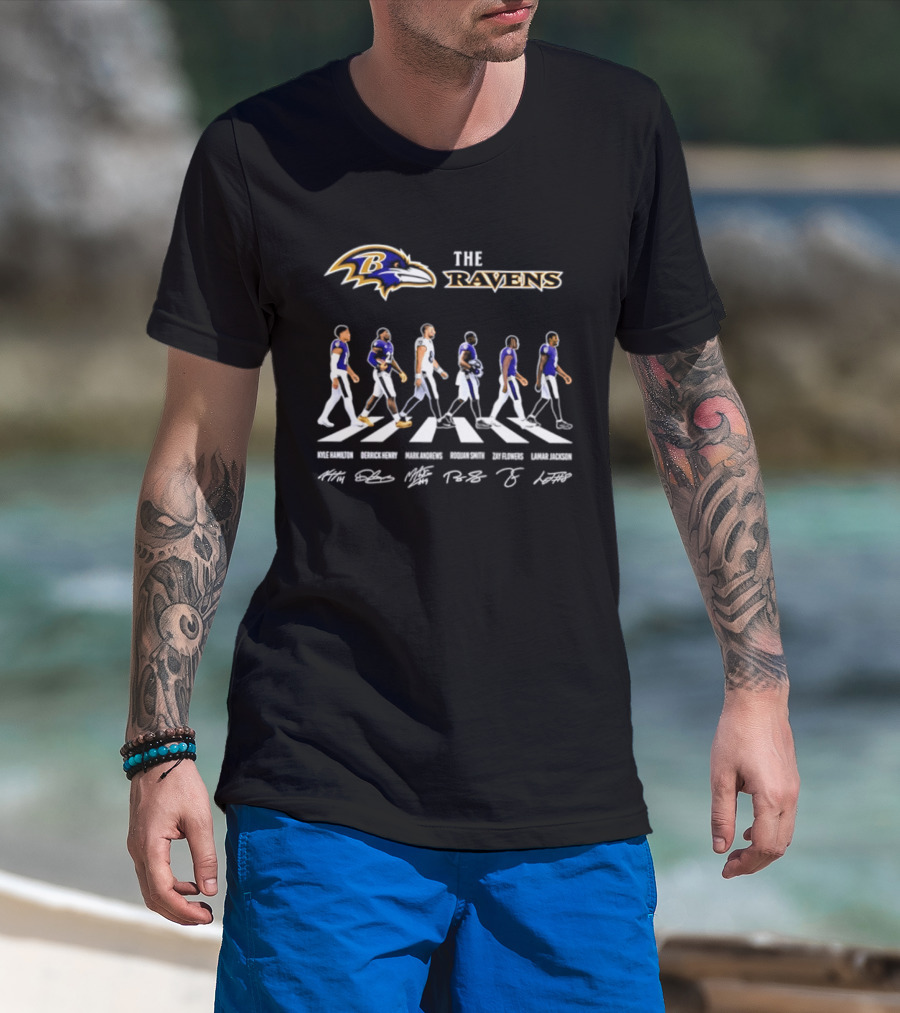 Baltimore Ravens Kyle Hamilton Derrick Henry Mark Andrews Roquan Smith Zay Flowers Lamar Jackson Walk Signatures T-Shirt