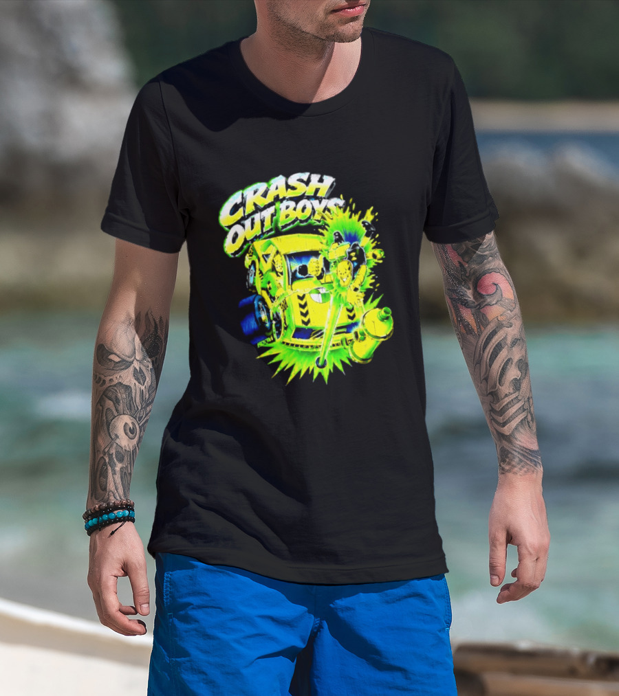 Crash Out Boys Neon Green Punk Streetwear Sludge T-Shirt