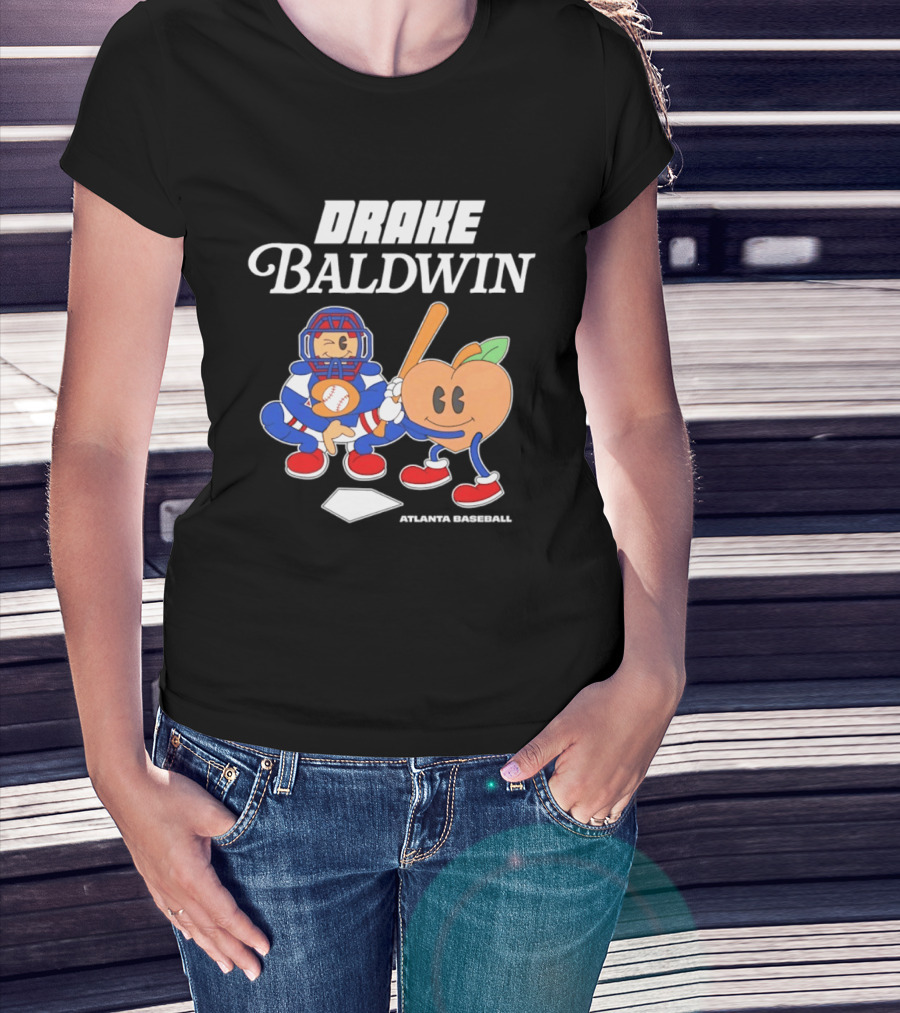 Drake Baldwin Atlanta Baseball Animated Peach Catcher T-Shirt