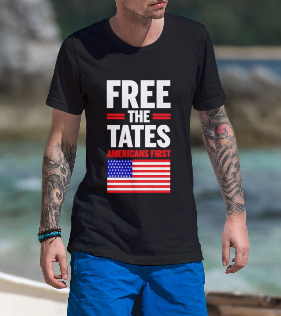 Free The Tates Americans First USA Flag T-Shirt