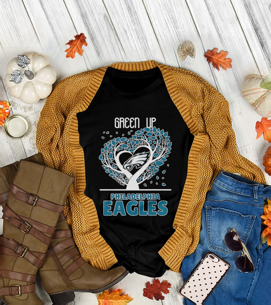 Philadelphia Eagles Green Up Heart Tree 2026 T-Shirt
