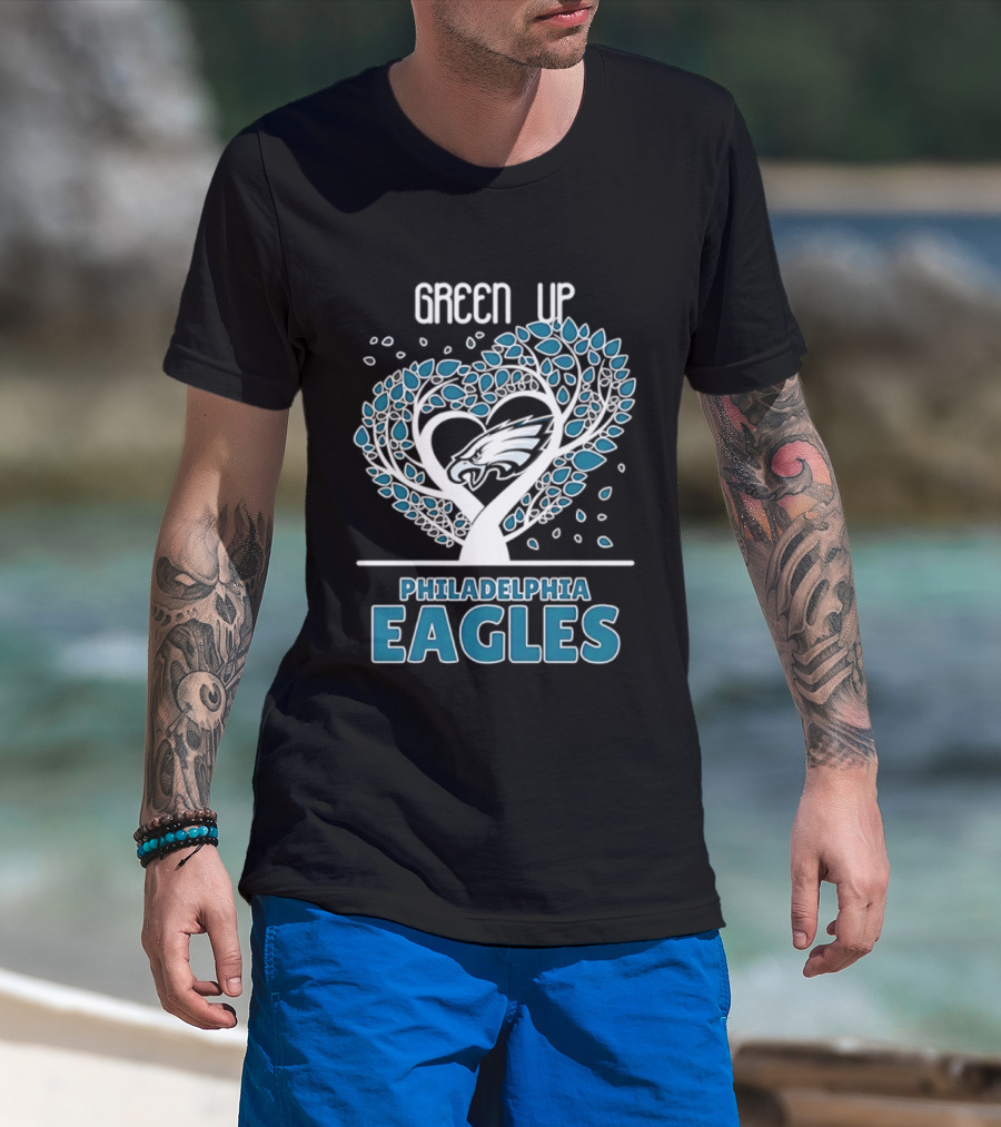 Philadelphia Eagles Green Up Heart Tree 2026 T-Shirt