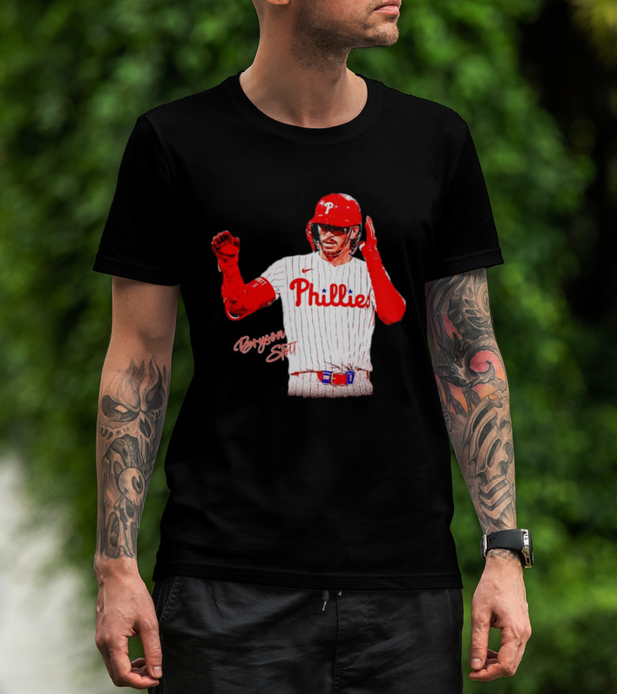 Philadelphia Phillies Bryson Stott Baseball Player Red And White Uniform T-Shirt