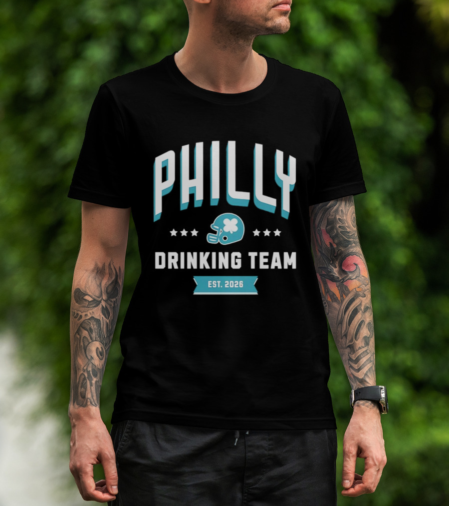 Philly Drinking Team Est 2026 Football Helmet Stars T-Shirt