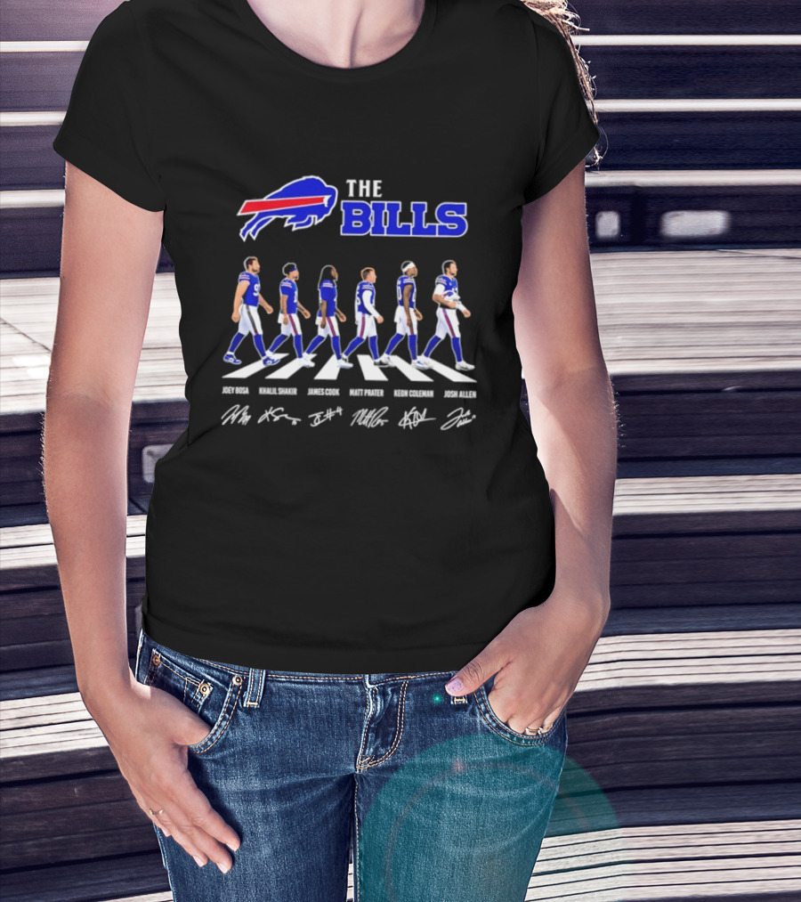 The Bills Josh Allen Joey Bosa Khalil Shakir James Cook Keon Coleman Matt Prater Abbey Road NFL Signatures T-Shirt