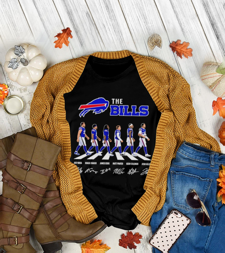 The Bills Josh Allen Joey Bosa Khalil Shakir James Cook Keon Coleman Matt Prater Abbey Road NFL Signatures T-Shirt