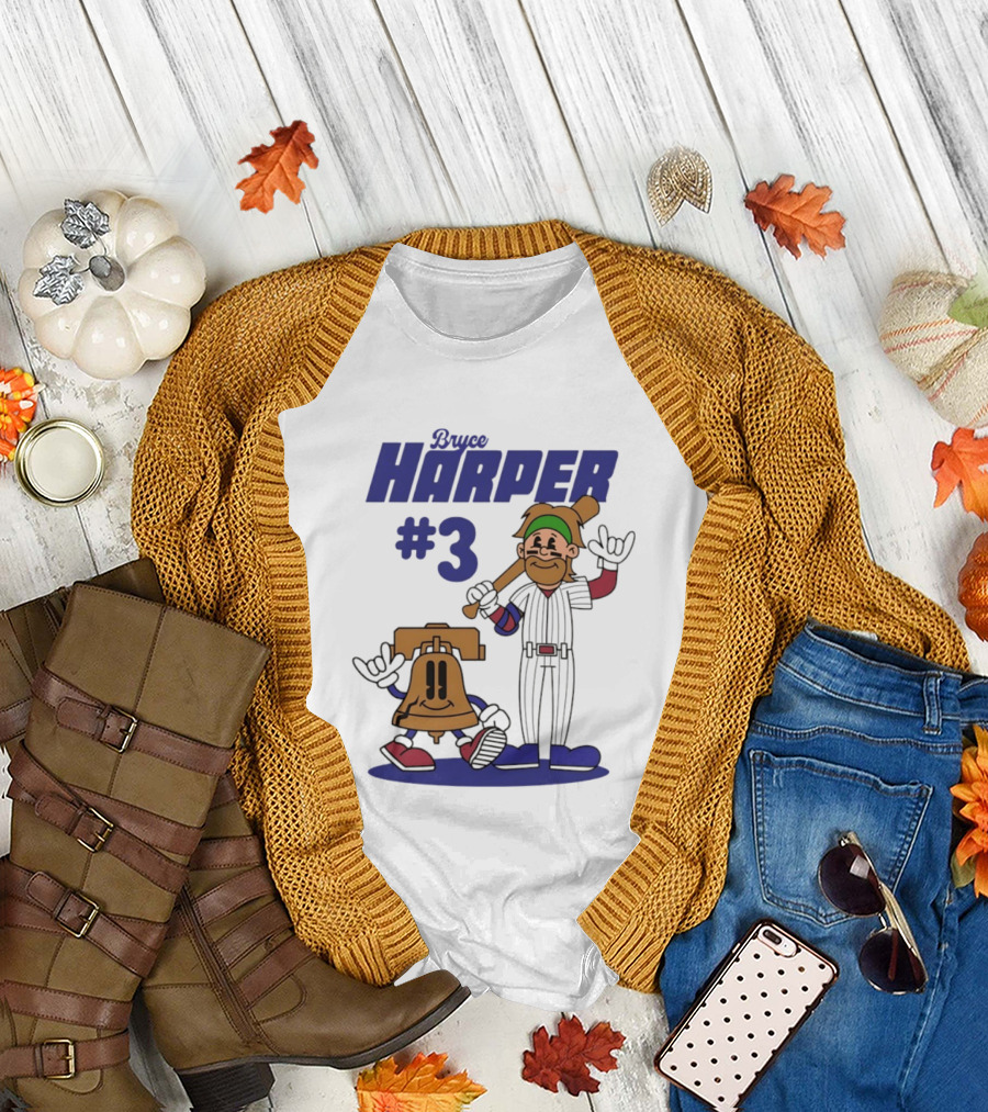 Bryce Harper #3 Philadelphia Phillies MLB Liberty Bell Animated Players T-Shirt