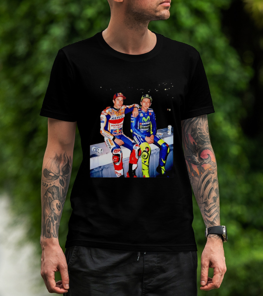 Valentino Rossi Marc Marquez MotoGP Repsol Yamaha Smoking Beer T-Shirt