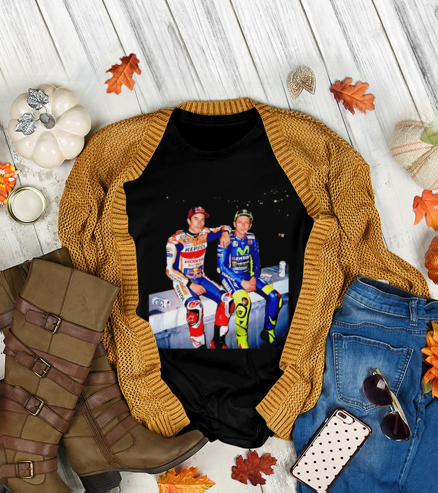 Valentino Rossi Marc Marquez MotoGP Repsol Yamaha Smoking Beer T-Shirt