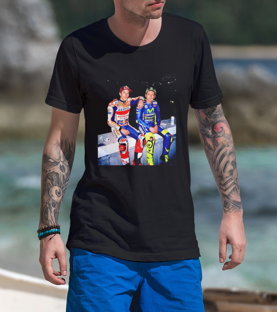 Valentino Rossi Marc Marquez MotoGP Repsol Yamaha Smoking Beer T-Shirt