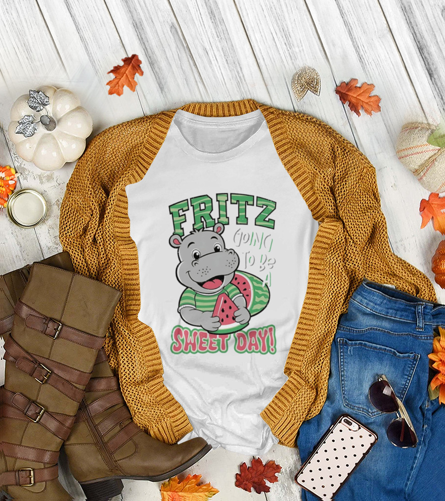 Fritz Hippo Holding Watermelon Going To Be A Sweet Day T-Shirt