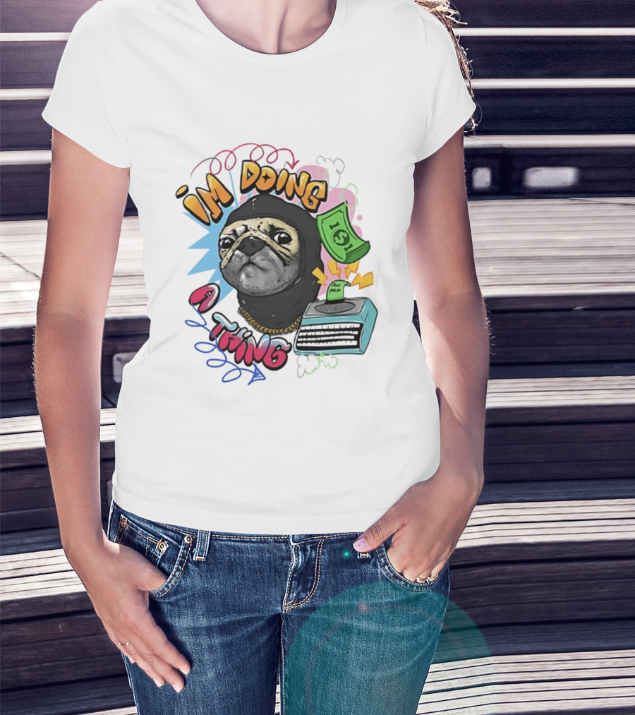 Roodabeguh Im Doing A Thing Funny Sloth In With Money And Typewriter T-Shirt