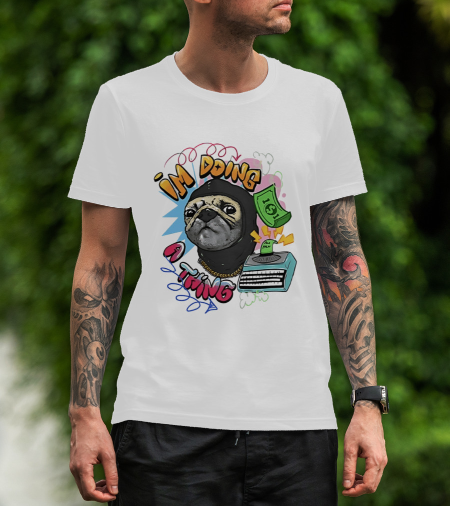 Roodabeguh Im Doing A Thing Funny Sloth In With Money And Typewriter T-Shirt