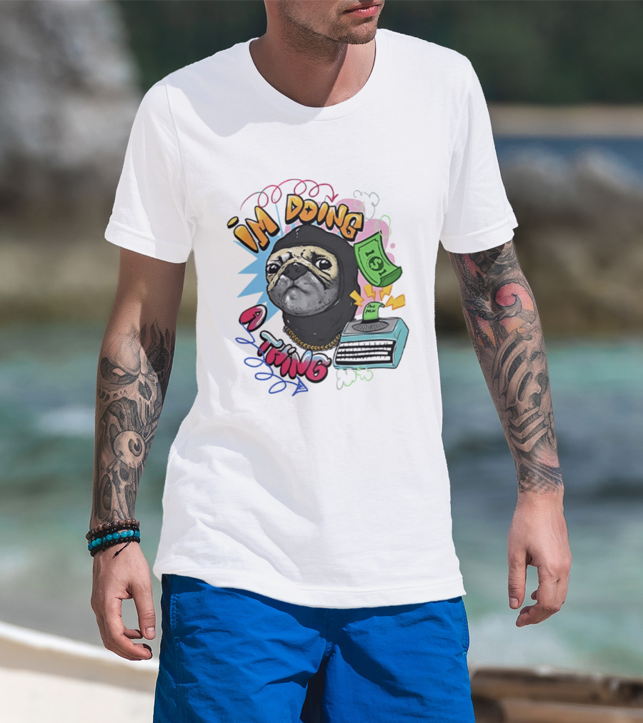 Roodabeguh Im Doing A Thing Funny Sloth In With Money And Typewriter T-Shirt