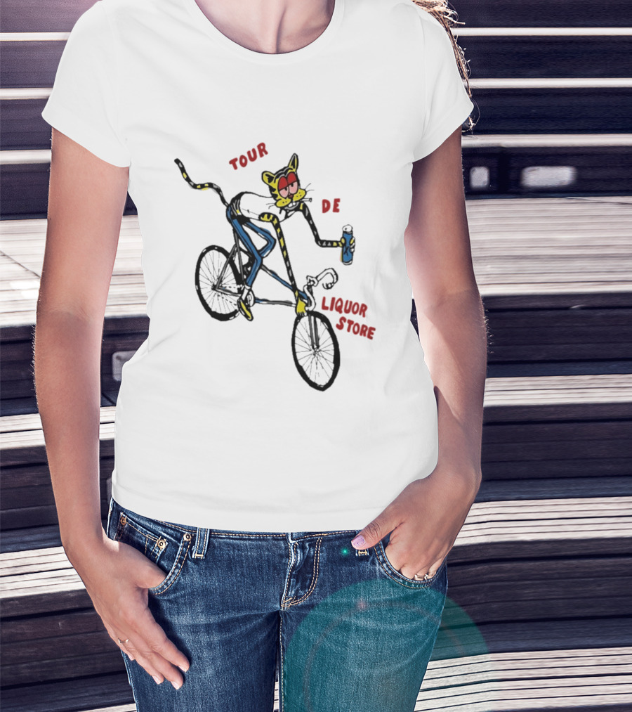 Tour De Liquor Store Cat Bicycle Cycling T-Shirt