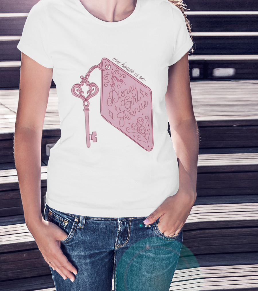 Disney Girl Avenue My House Is On Castle Key T-Shirt