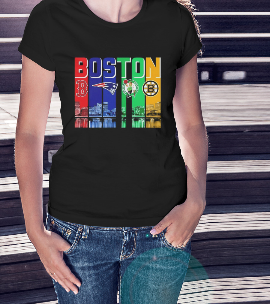 Boston Red Sox Patriots Celtics Bruins Skyline T-Shirt