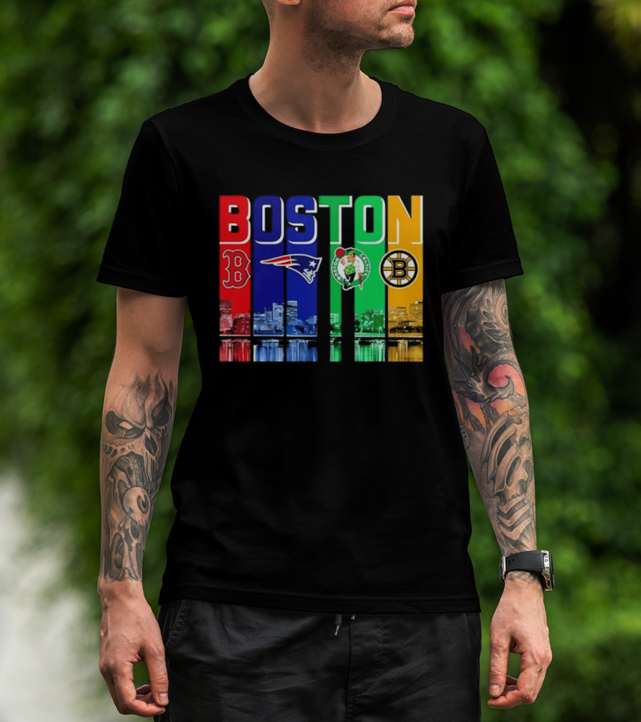 Boston Red Sox Patriots Celtics Bruins Skyline T-Shirt