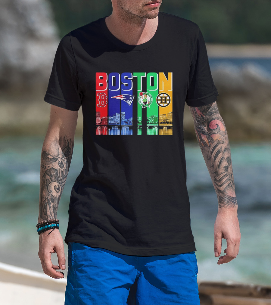 Boston Red Sox Patriots Celtics Bruins Skyline T-Shirt