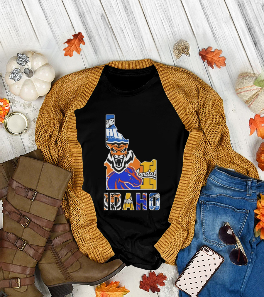 Idaho State Bengals Boise State Broncos Vandals Map Collage 2026 T-Shirt
