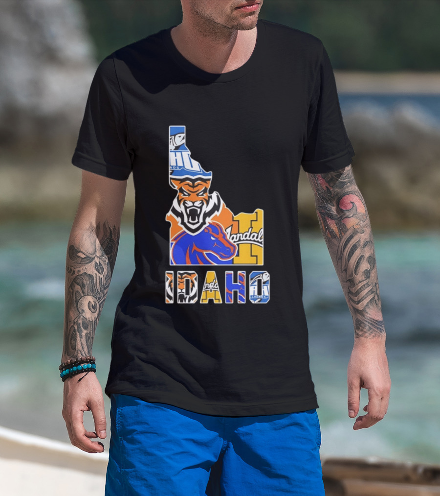 Idaho State Bengals Boise State Broncos Vandals Map Collage 2026 T-Shirt