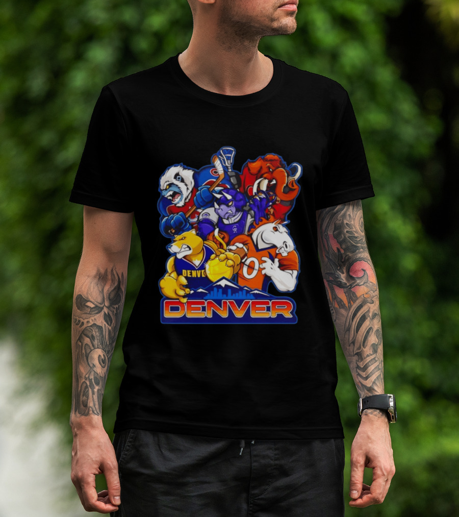 Denver Sports Teams Mascot Collage Featuring Iconic City T-Shirt