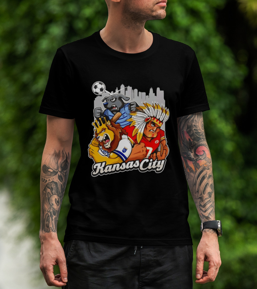 Kansas City Chiefs Royals Sporting KC Cityscape Sports Mashup T-Shirt
