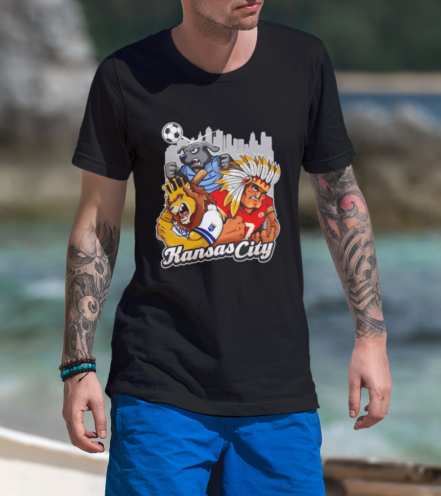 Kansas City Chiefs Royals Sporting KC Cityscape Sports Mashup T-Shirt
