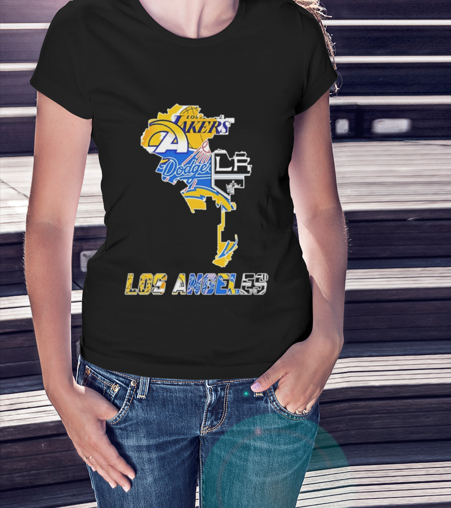 Los Angeles Lakers Dodgers Rams Chargers Kings Map Season 2026 T-Shirt