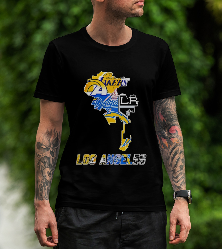 Los Angeles Lakers Dodgers Rams Chargers Kings Map Season 2026 T-Shirt