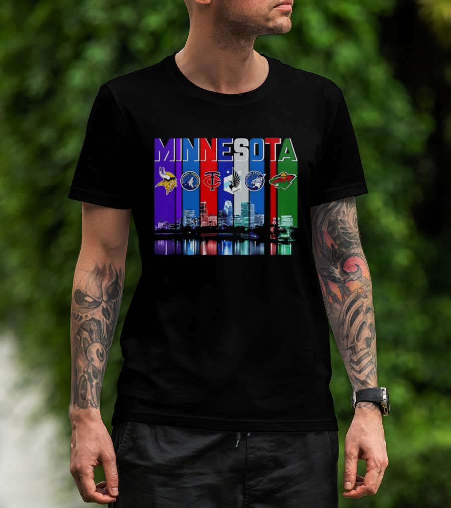 Minnesota Vikings Timberwolves Twins Lynx Wild Skyline 2026 T-Shirt