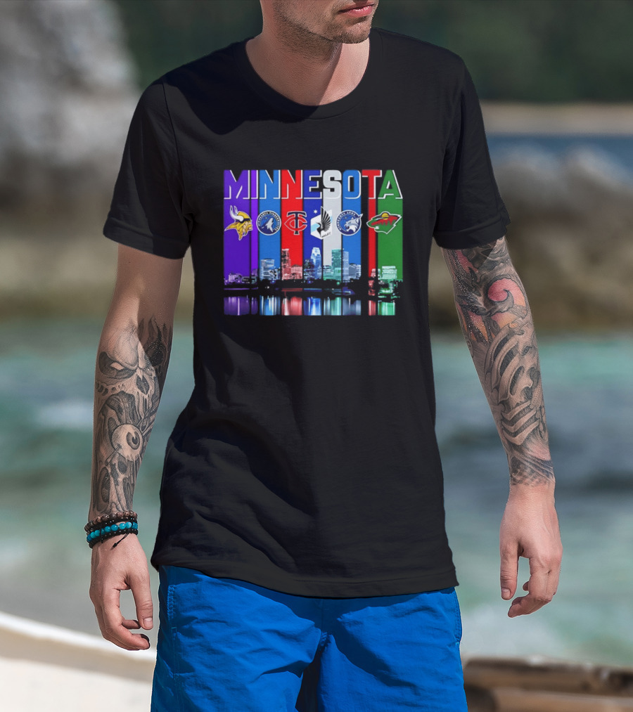 Minnesota Vikings Timberwolves Twins Lynx Wild Skyline 2026 T-Shirt