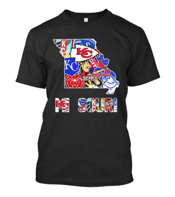 Missouri State KC Chiefs Cardinals SEMO Tigers Sports Map T-Shirt