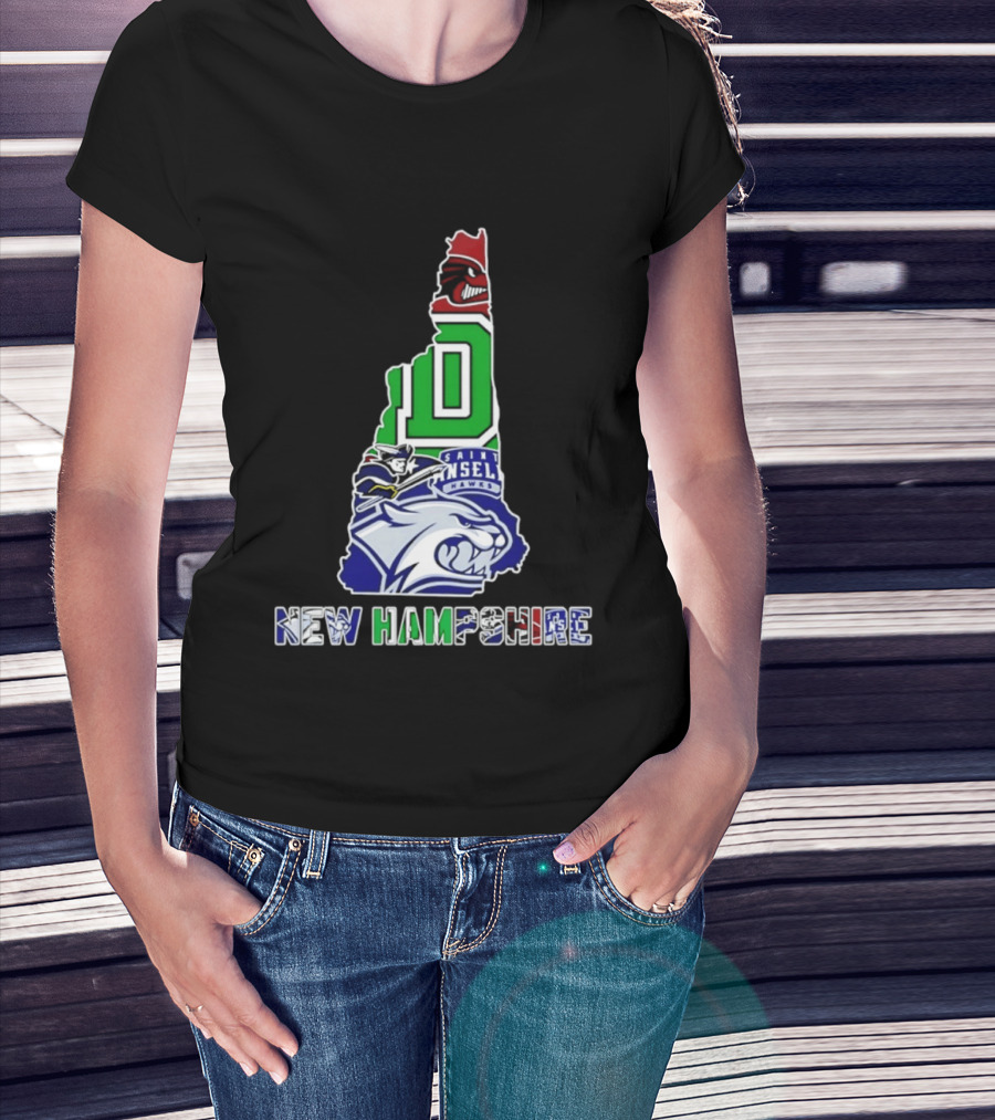 New Hampshire State Map Saint Anselm Hawks Wildcats Dartmouth Big Green 2026 T-Shirt
