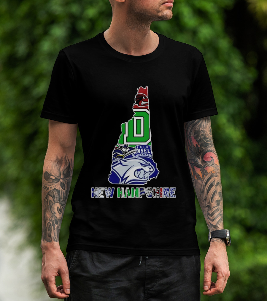 New Hampshire State Map Saint Anselm Hawks Wildcats Dartmouth Big Green 2026 T-Shirt