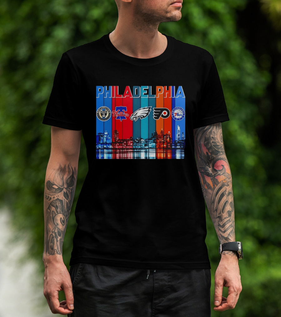 Philadelphia Union Phillies Eagles Flyers 76ers Skyline 2026 T-Shirt