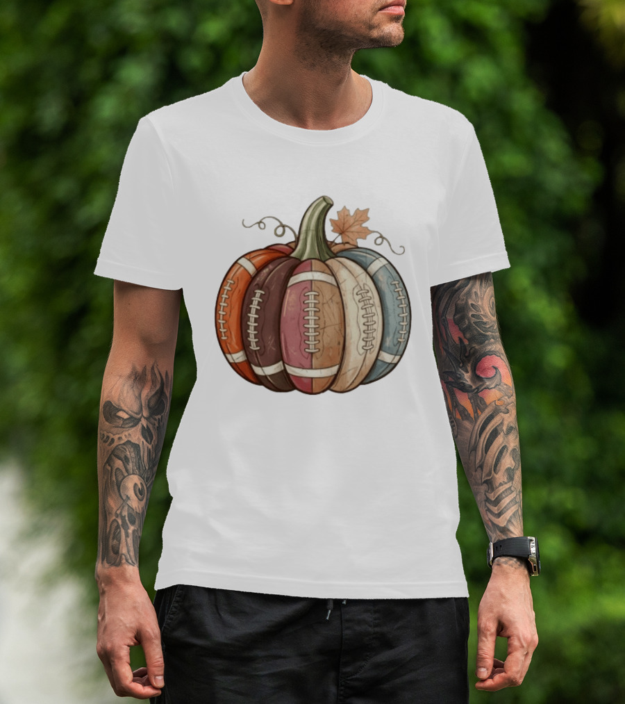 Football Pumpkin Fall Autumn Sports Harvest Season Decor T-Shirt