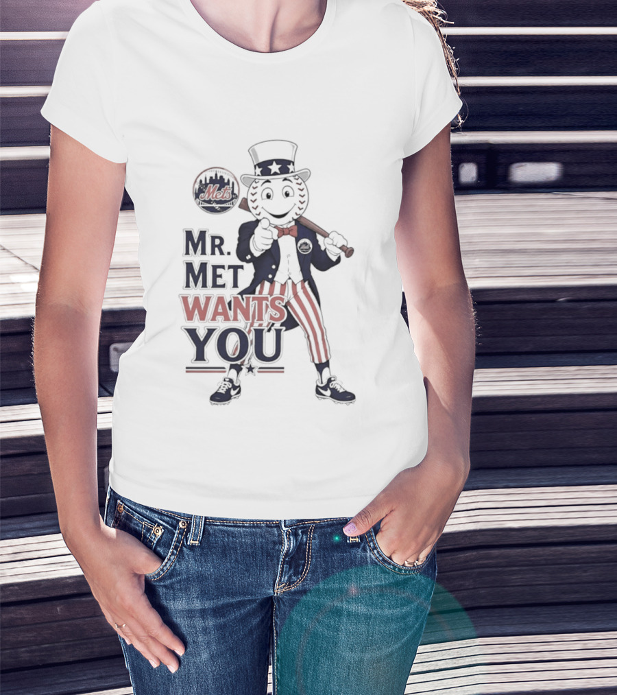 Mr. Met Wants You New York Mets Uncle Sam Baseball Fan T-Shirt